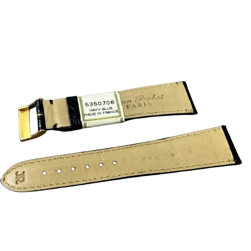 Vintage New Old Stock ZRC Jean Rochet Crocodile 20mm Watch Band Navy Blue